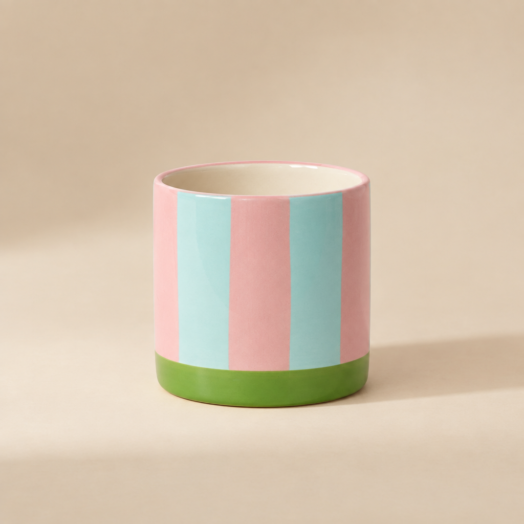 Vierkante catalogusfoto van de roze-mint pot